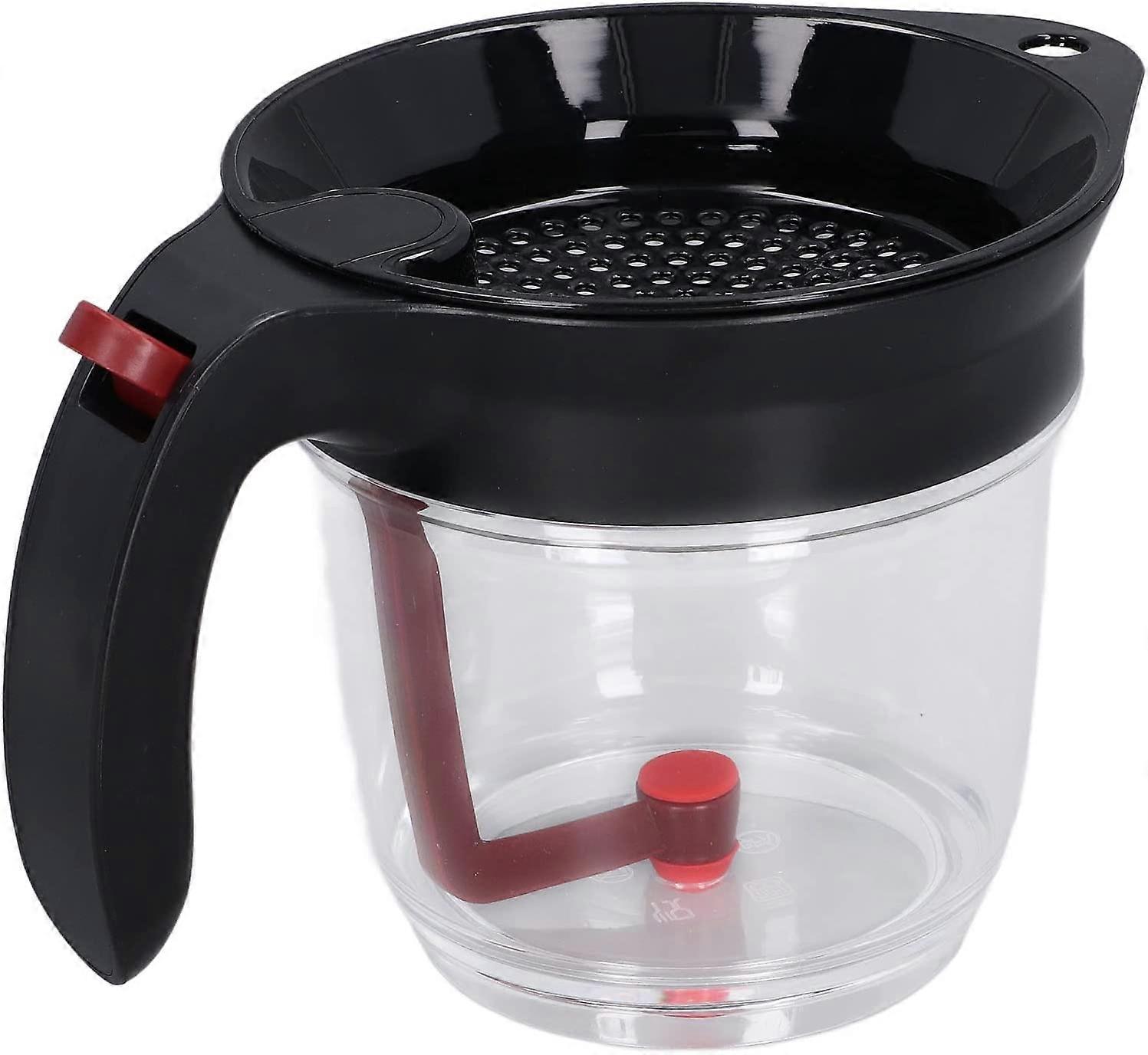 Fat Separator, 33.8oz Plastic Fat Separator with Bottom Release and Strainer Soup Oil Separator with Measuring Scale
