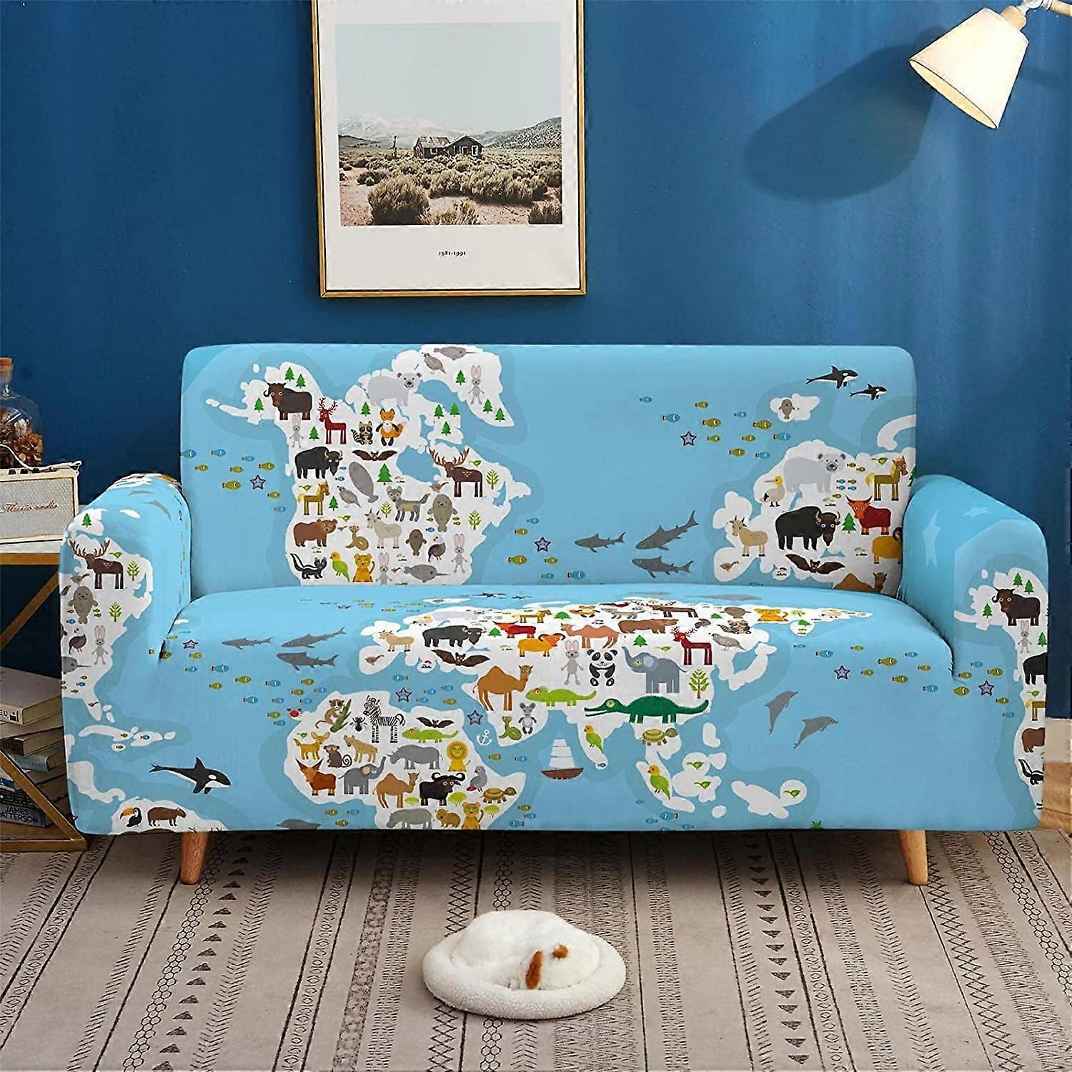 Colorful Pattern Sofa Cover Super Strong Elastic Dustproof Sofa Cover 3 Seater