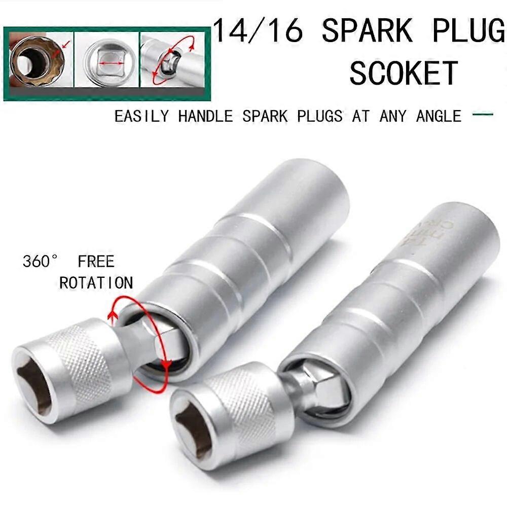 14/16mm Car Repairing Tool Spark Plug Socket Wrench Magnetic 12 Angle Spark Plug Removal Tool Thin Wall 3/8" Drive Sockets FN9U4868