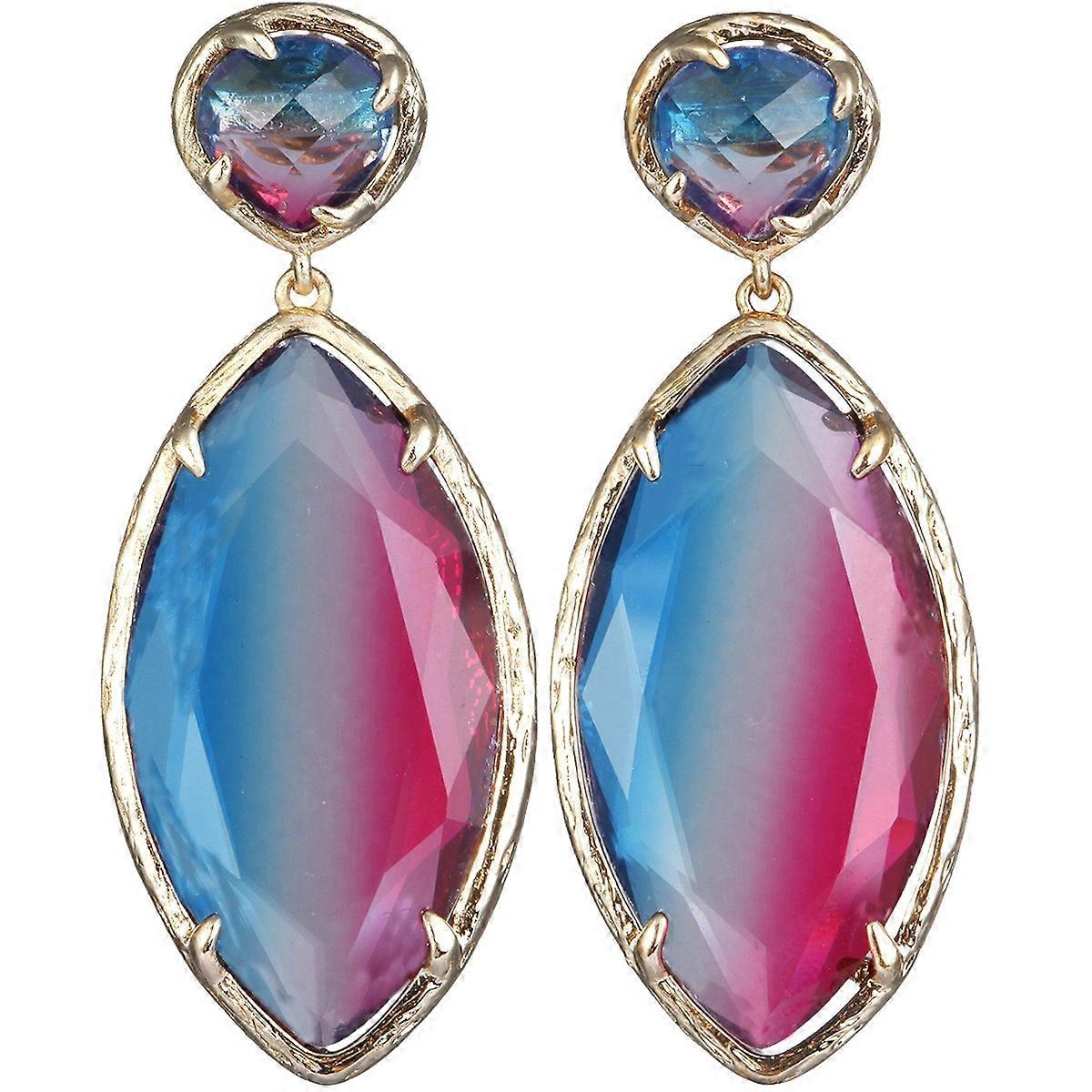 Earrings-Rose Blue Gradient Dazzle-Bold Color Block