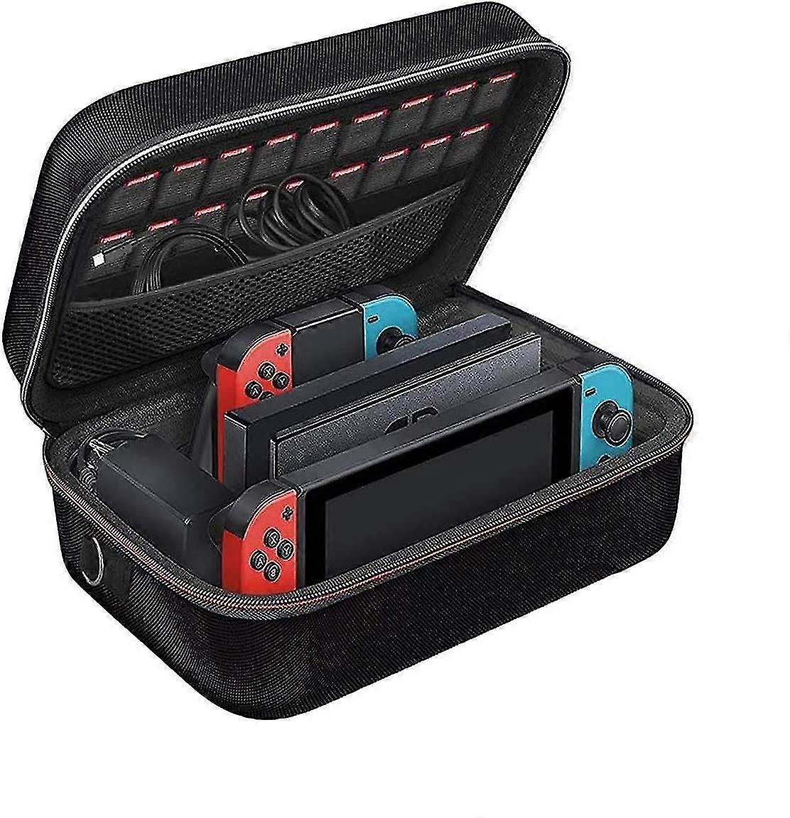 Nintendo Switch Case - LYCEBELL Shockproof Hard Shell Carrying Case for Switch Console, Dock, Pro Controller, 18 Game Card Slots - Black