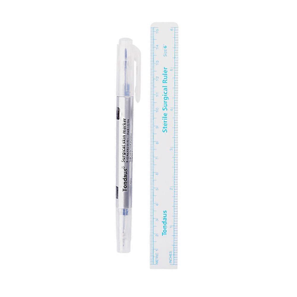 Tattoo Marker Pen With Ruler Sterilized Surgical Dual Head Position Measure Scribe Eyebrow Permanent Makeup Piercing Body Art