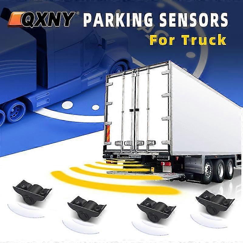 Backup Radar Truck Parktronic Parking Sensor 4 Kit Reversing  Lcd Display For Van Rv Lorry Trailer Detector Voice Beep Alarm