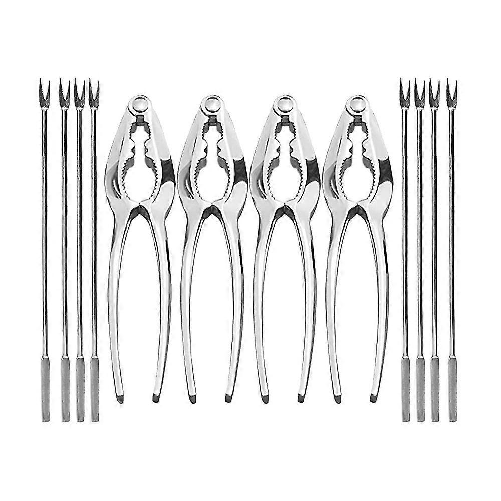 12 Piece Seafood Tool Kit, Stainless Steel Crab Leg Cracker And Forks Nut Cracker Set Shellfish She