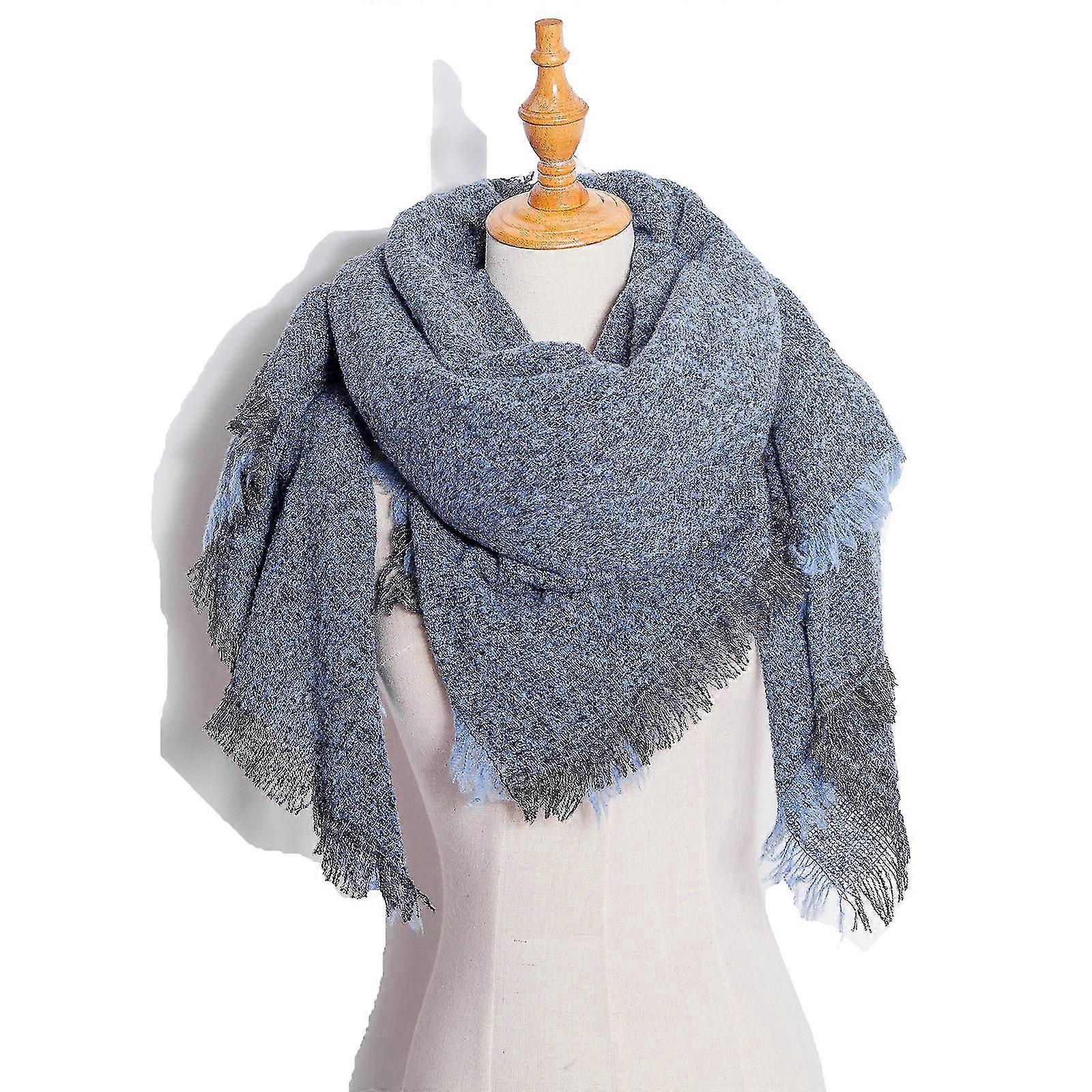 women's warm solid color knitted cashmere shawl scarf