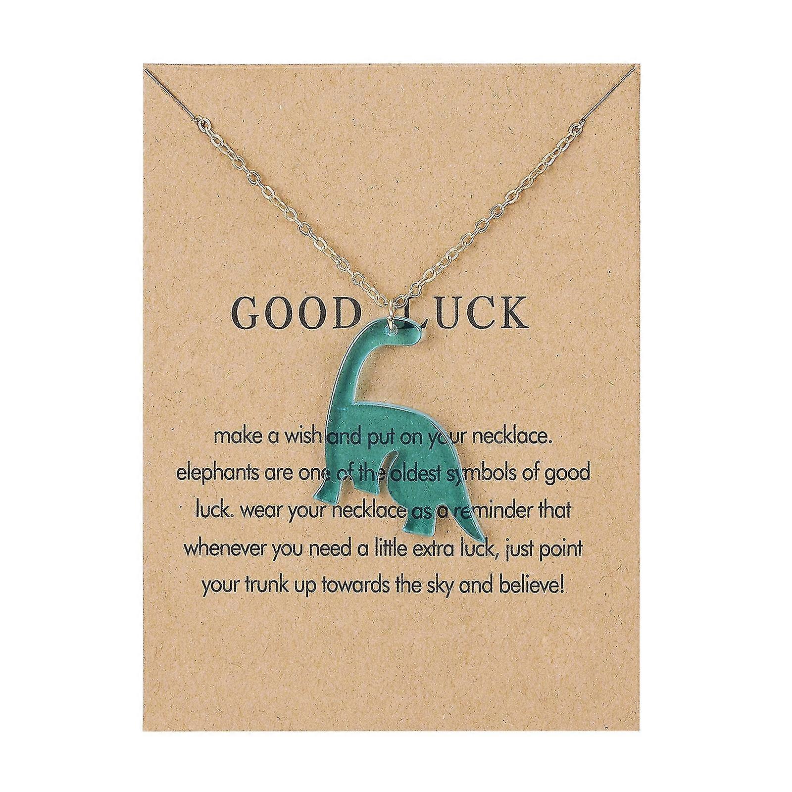 multicolor dinosaur pattern transparent acrylic blessing paper card necklace