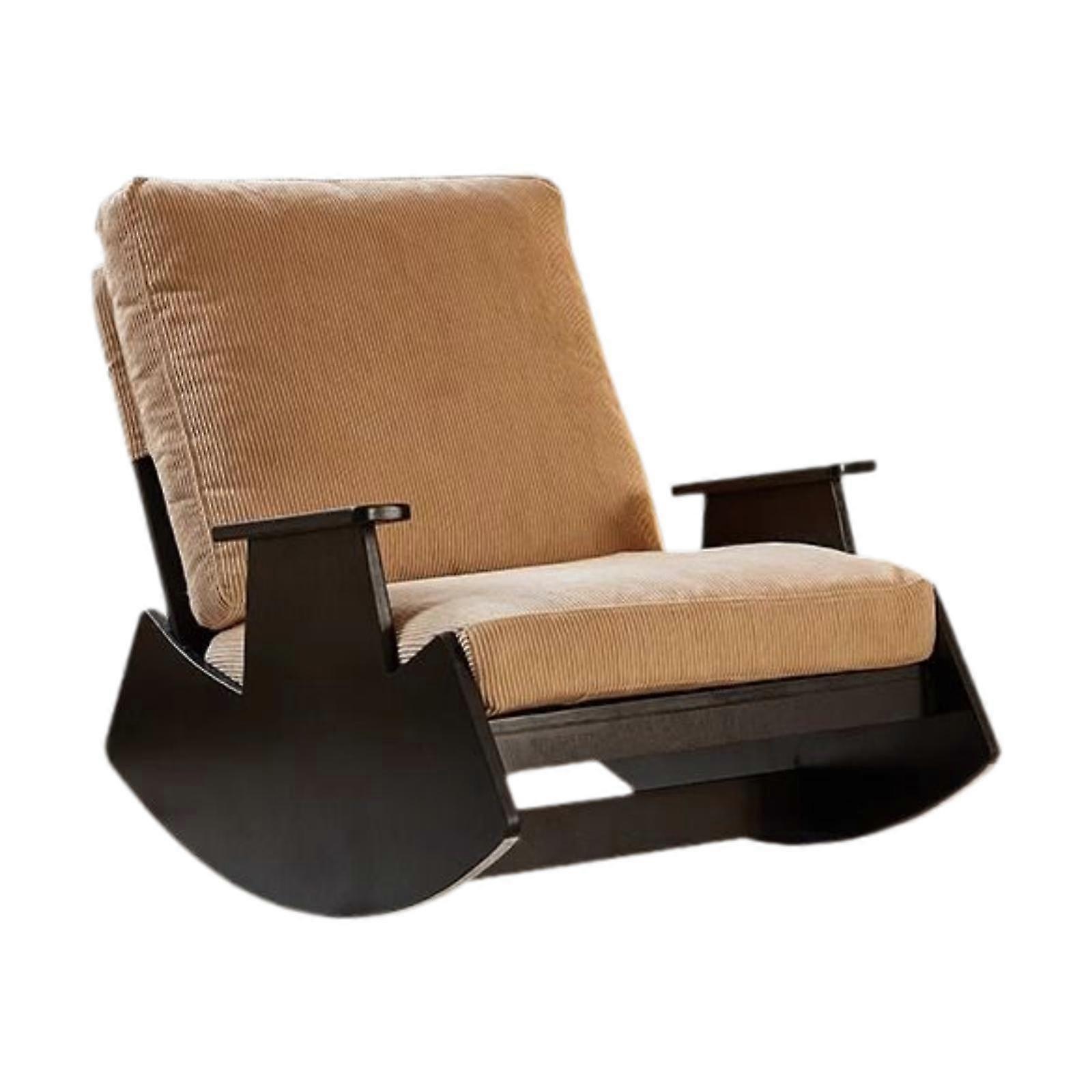 Gyngestol Kordfløyel Myk Moderne Lazy Pute Sofa Enkel for Veranda Hage Innendørs Kaki Pute Svart ramme