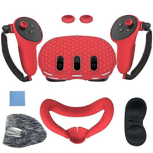 7Pcs Accessories Set Vr Front Shell Protector Controller Grips Anti-scratch Protective Cover Washable For Meta Quest 3