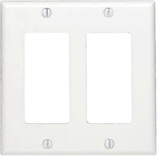 80409-W 2-Gang Decora/GFCI Device Wallplate, Standard Size, Thermoset, Device Mount, White