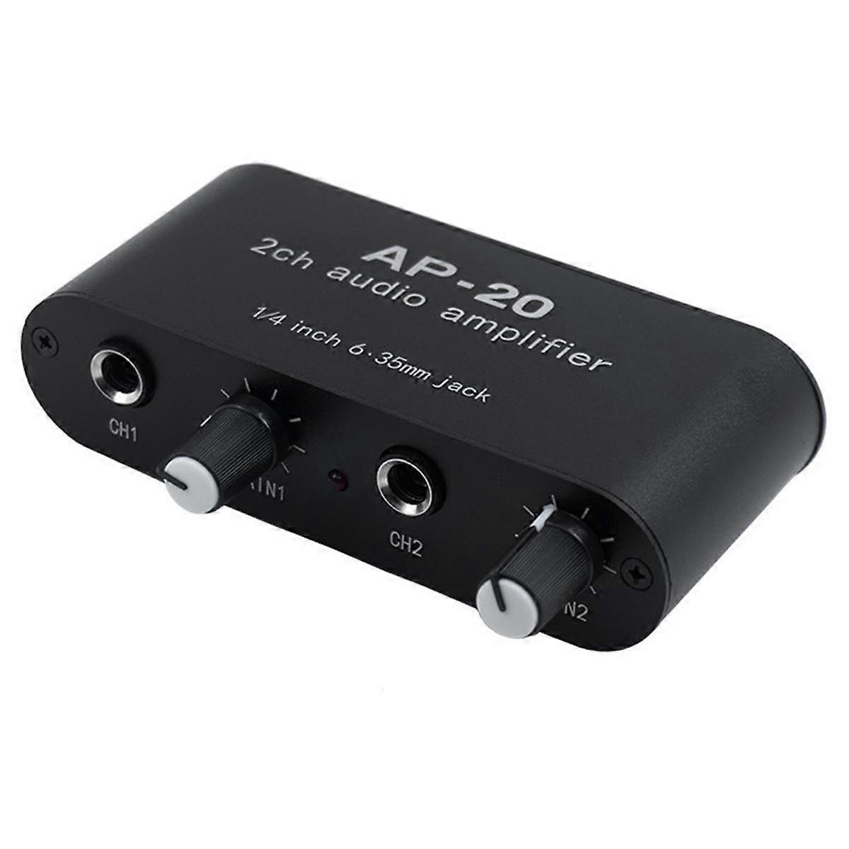 Dual Channel Amplifier Microphone Amplifier AP-20 for Live Sound Card Speaker Pre-Amplifier