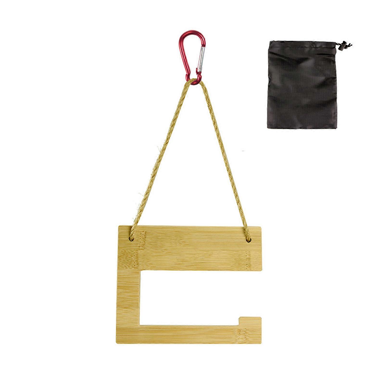 Camping Hanging Roll Paper Holder with Carabiner Outdoor Picnic BBQ Wooden Toilet Paper Towel Tissue Dispenser Hanging Storage Rack