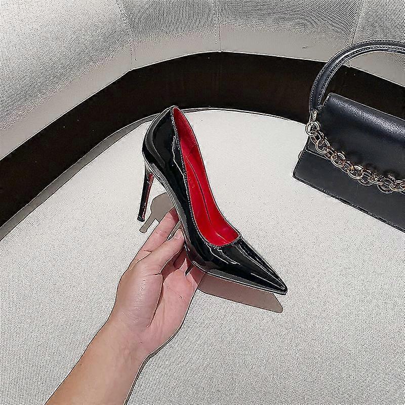 المرأة الحمراء مضخات وحيد جديد مثير أسفل وأشار اصبع القدم الأسود رقيقة أحذية عالية الكعب 8 سنتيمتر 10 سنتيمتر 6 سنتيمتر الضحلة مثير الزفاف الأحذية