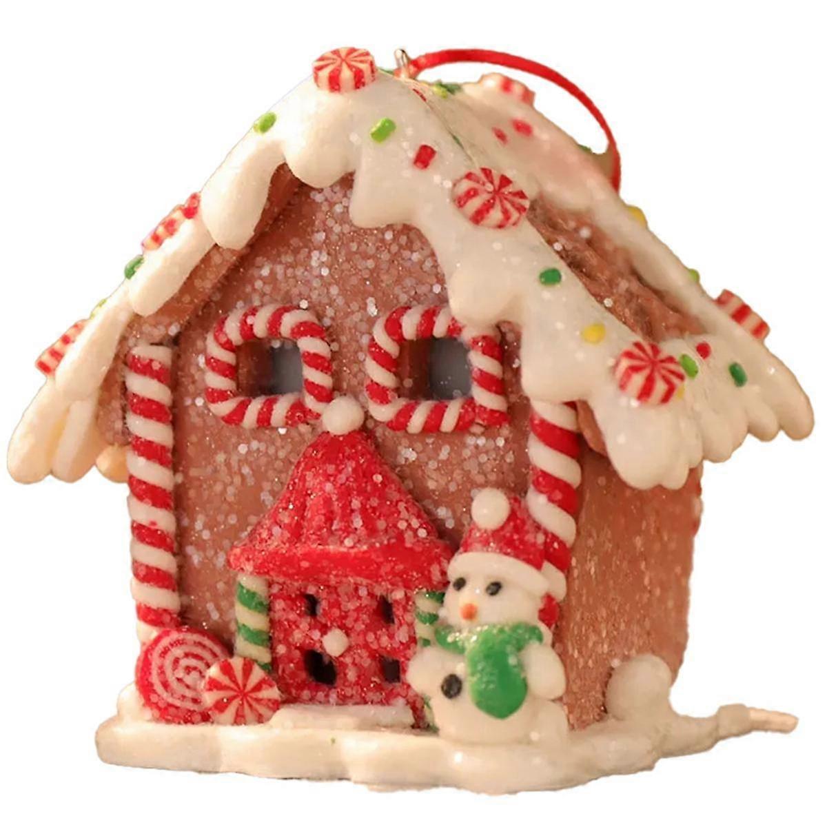 Christmas Theme LED Pendant Gingerbread Light House Soft Pottery Hanging Tree Home New Year Decorat