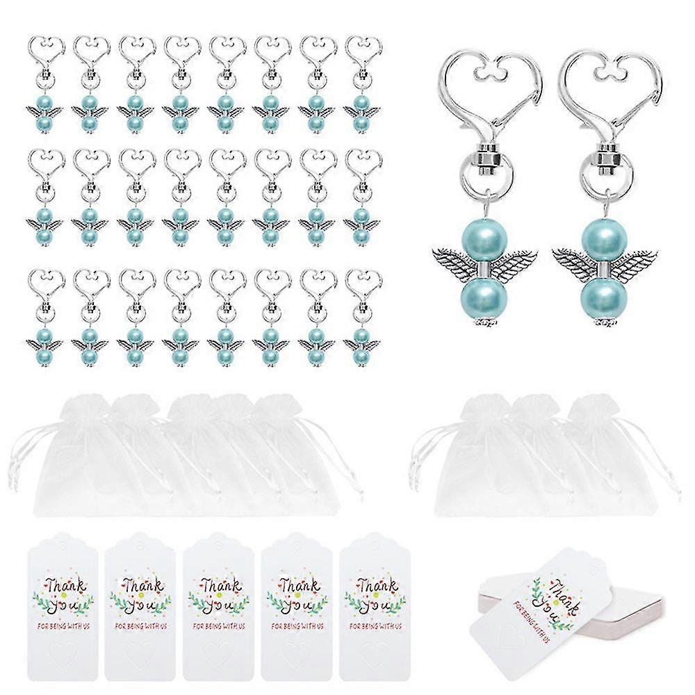 20 set Angelo Custode Portachiavi Charms Pendente Festa di nozze Regalo Blu