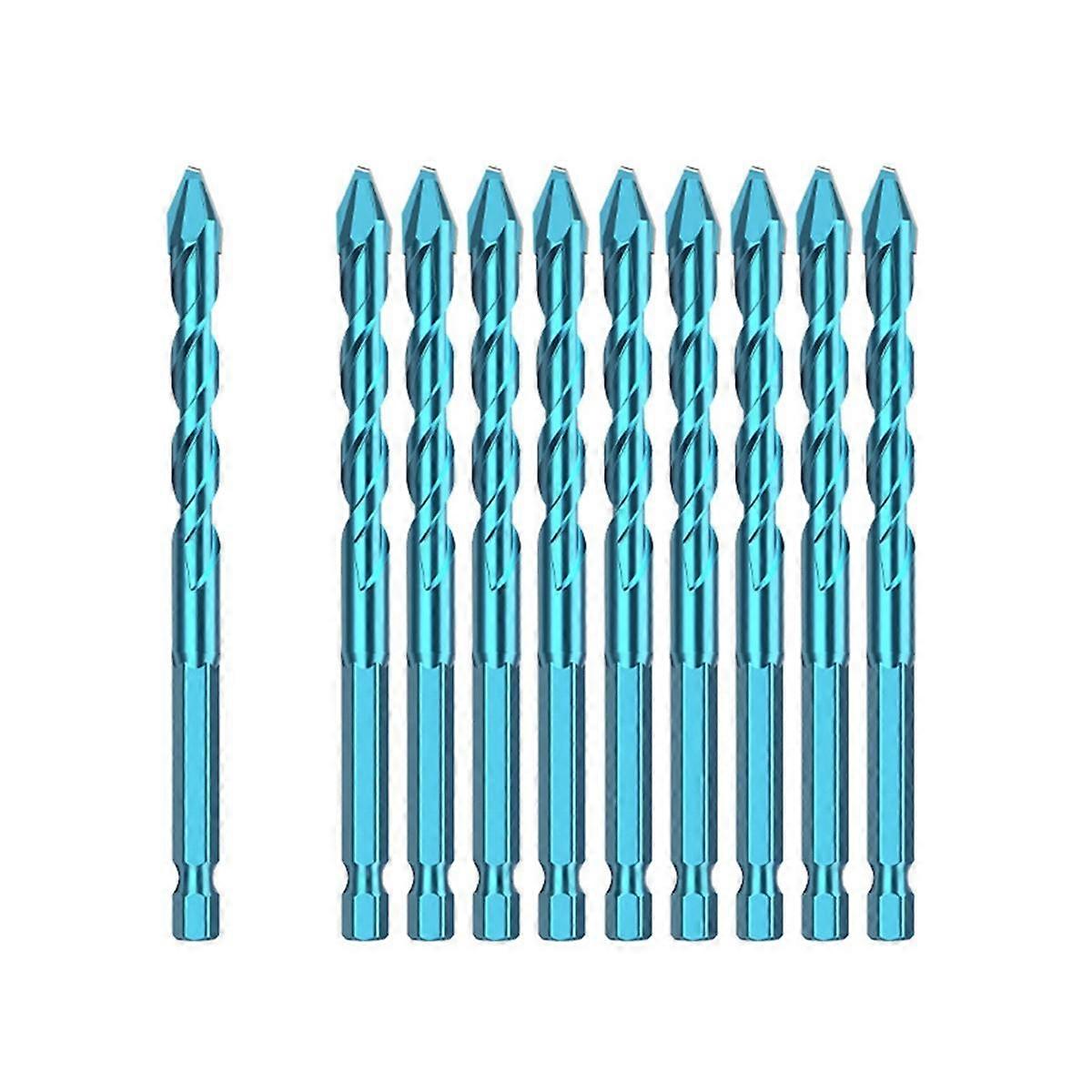 10pcs Tile Bit Blue Spade Drill Bit Set High Hardness Eccentric Drill Cordless Drill Power Tools Ac