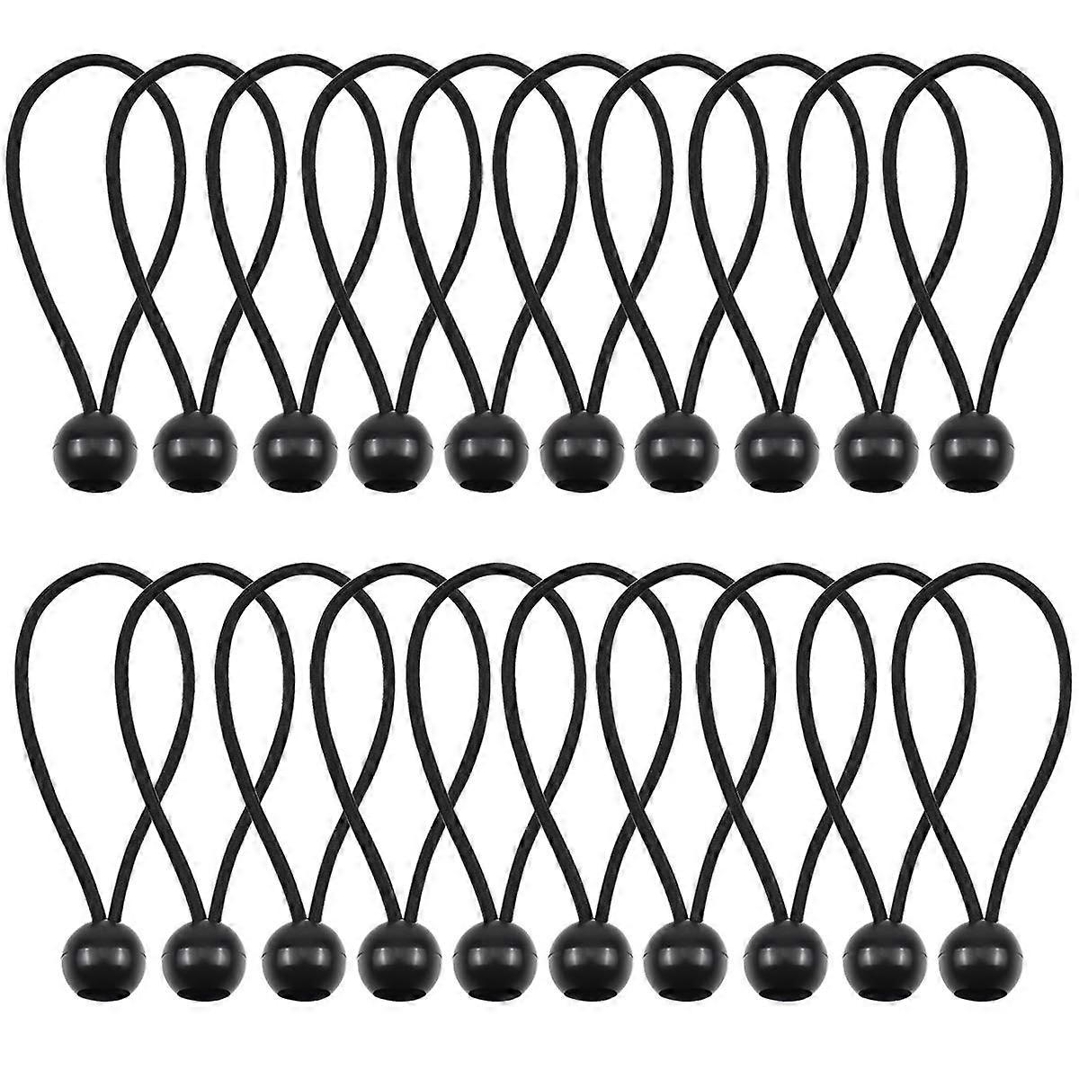 Bungee Cords, Tarp Ties 20pcs Elastic String Cord Black Wrapping Rope Flexible Bungee Cords Ball Tarpaulin Cord Adjustable