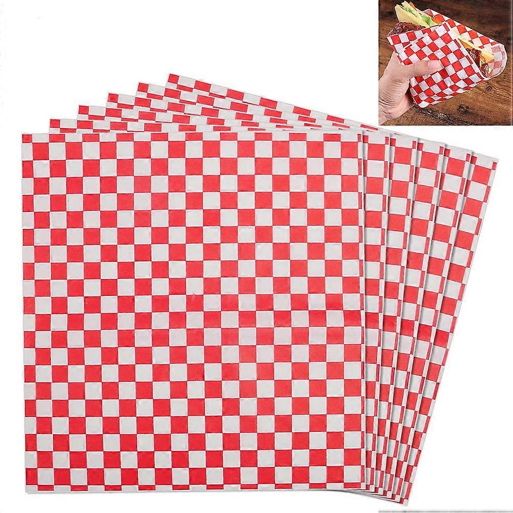100 Sheets Food Grade Wrap Paper, 11x10" Checkered Food Basket Liners Sandwich Paper