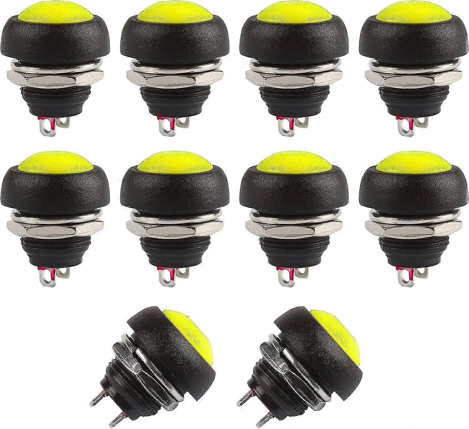 Momentary Push Button Switches, 2 Pin On/Off AC 250V/1A 125V/3A DC 12V/3A 12MM Round SPST Normal Close Pushbutton