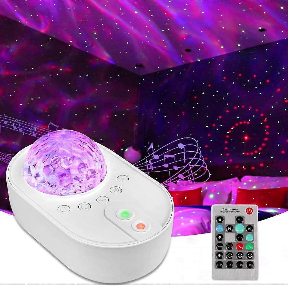 Kids Night Light, LED Starry Sky Projector Night Light, Galaxy and Ocean Waves Projection Lamp with Color Lights, Bluetooth Music and Remote Control
