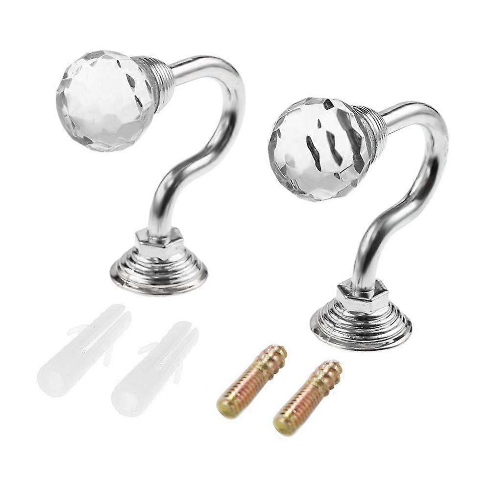 Hanger Hooks, 2 Pcs Crystal and Chrome Tie Back Hooks for Curtains