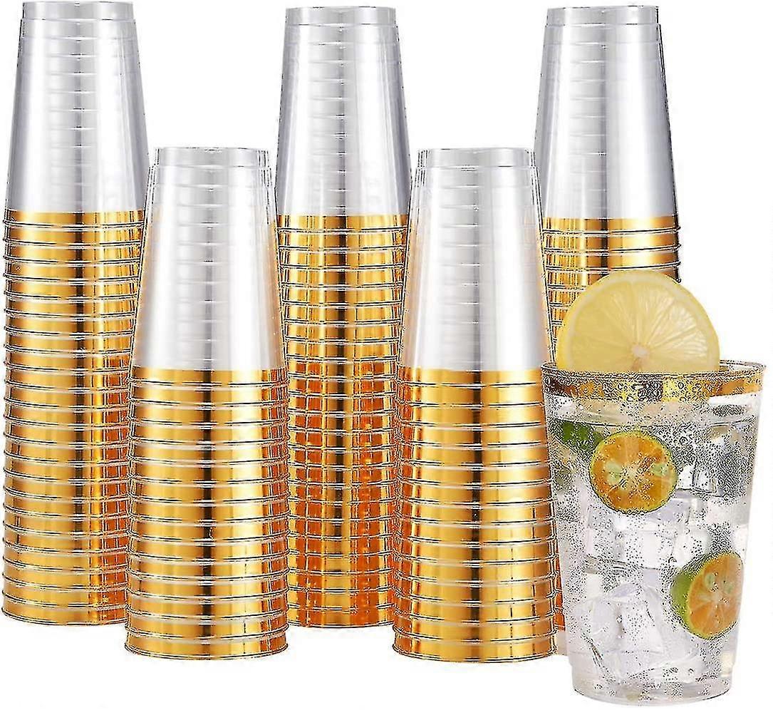 50pcs 12 Oz Clear Plastic Cups For Wedding,gold