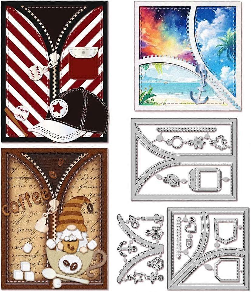 Zipper Border Cutting Dies for Card Making Metal Die Cuts Clothes Zipper Background Cutting Dies Templates for Scrapbooking Journal Embossing Paper Cr