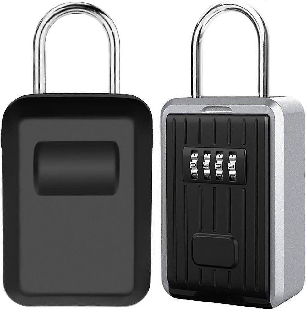 Wall Mounted Security Key Box Key Box with 4 Digit Numeric Code, Extra Large Lock Box Outdoor Key Safe with Handle, XL Size Coded Key Box (Black)