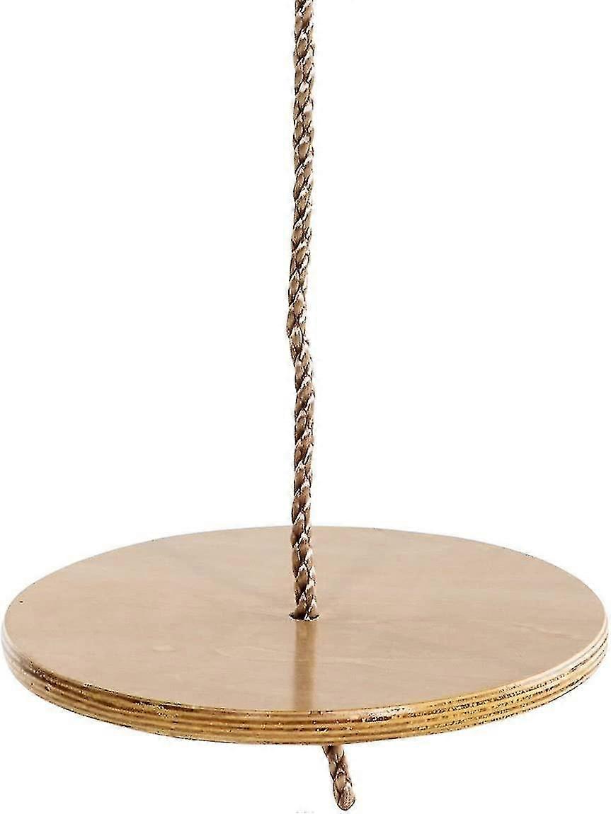 Garden Games Large Round Seat Wooden Disc Swing With Adjustable Ropes For Children