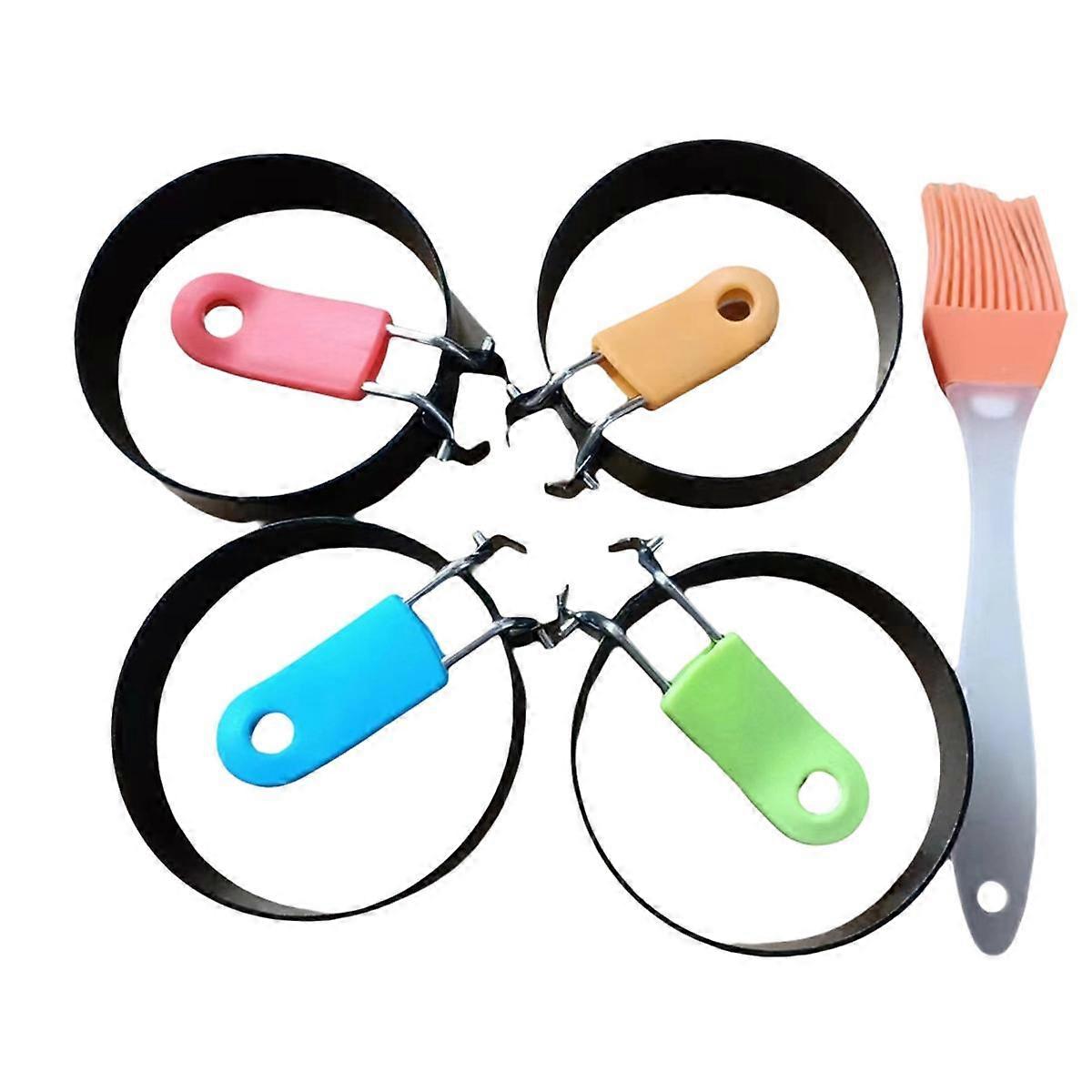 Round Omelette Maker Silicone Handle Non-Stick Omelette Ring Egg Ring Omelette Mold Model Cake Mold Baking