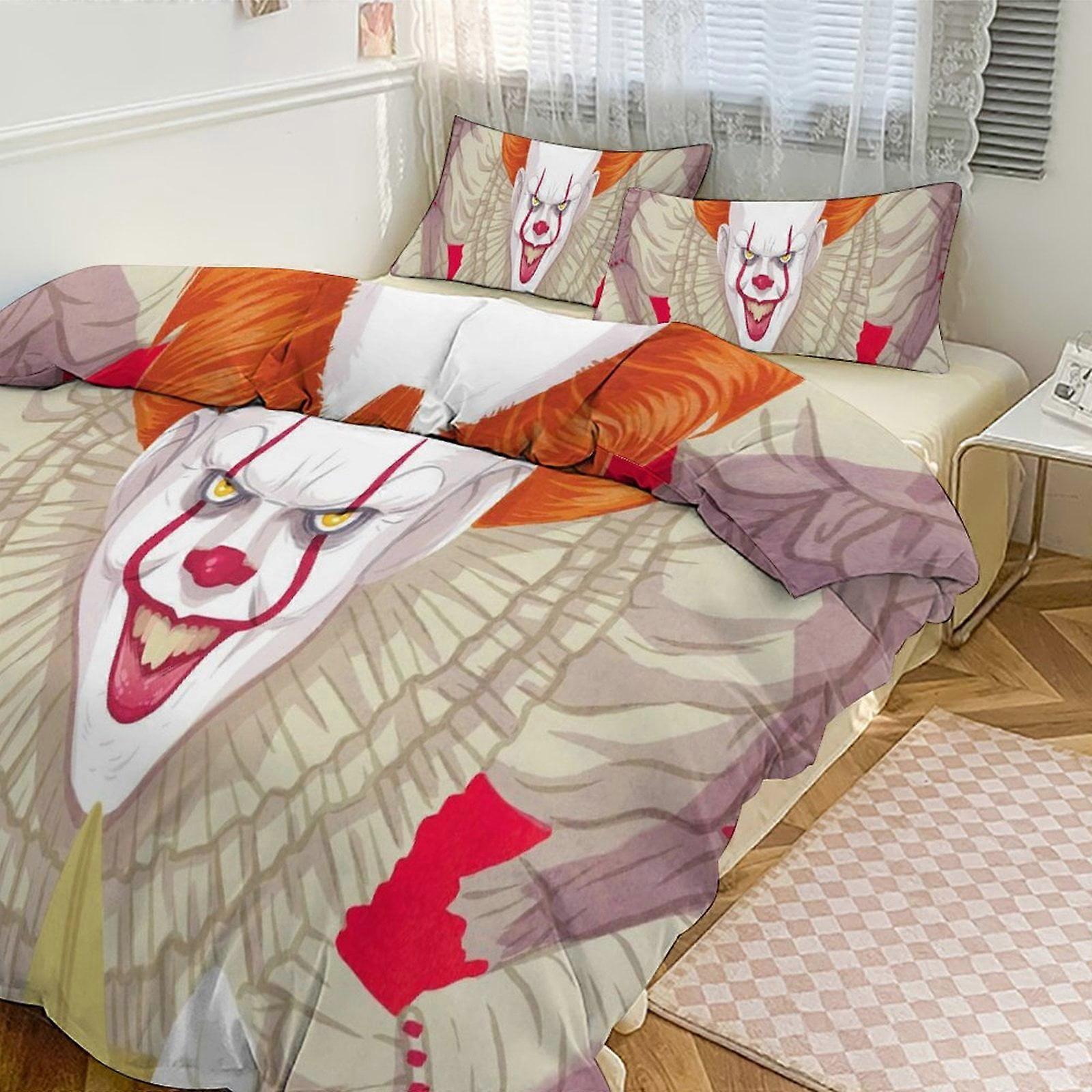 Ez356 Pennywise Print Bedding Set Pattern Duvet Cove Set 3 Pieces 1 Quilt Cover And 2 Pillowcases for Women Men Teens Multiple sizes to choose from IU