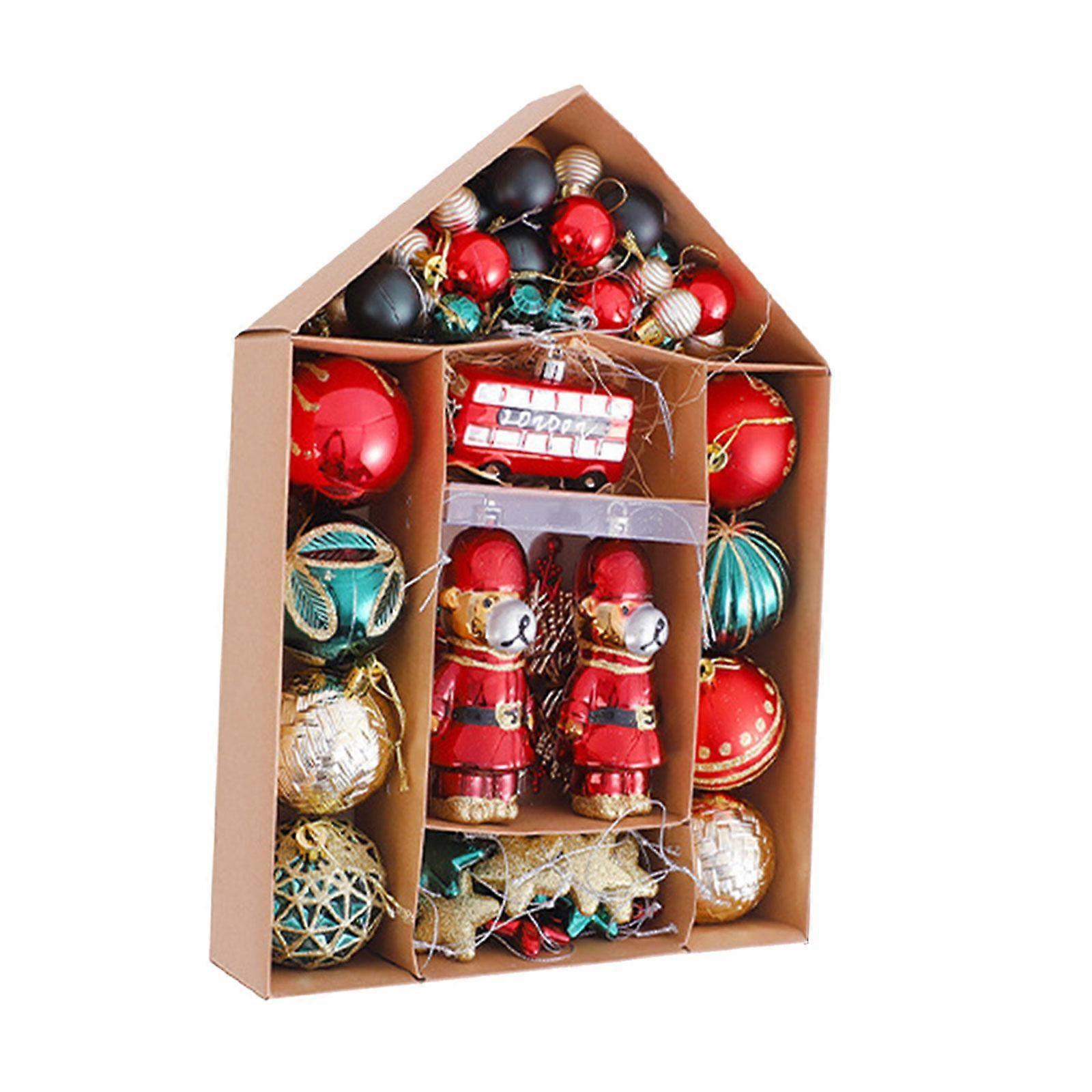 Christmas Ball Ornaments Assorted Shatterproof Hanging Balls Pendants Crafts Red