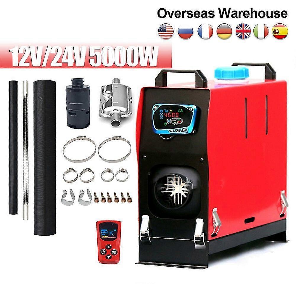 Riscaldatore diesel aria per auto 12V / 24V Riscaldatore di parcheggio 5kw Kit all-in-one compatibile con camion Camper Barche Bus con interruttore a chiave LCD Telecomando