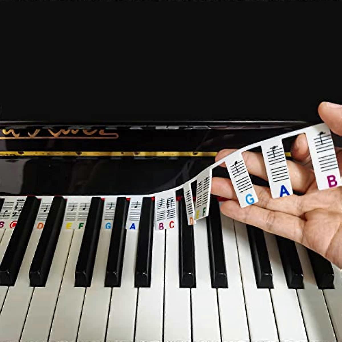 Removable Piano Keyboard Note Labels, Piano Notes Guide for BeginnerPiano Key Music Notes Letter Label88-key full-size Made of Silicone No Need Sticke