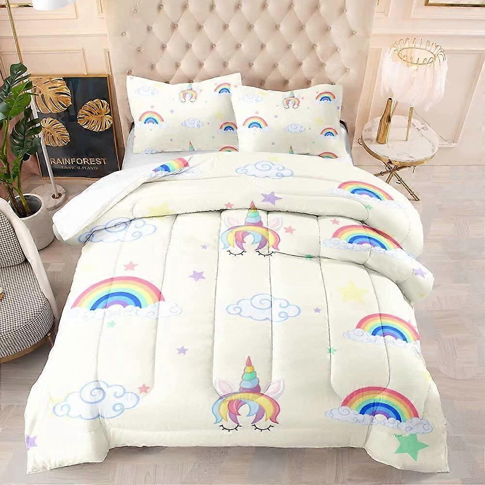 Kids Unicorn Comforter Set Twin Size 2 Pieces Cute Magical Unicorn ...