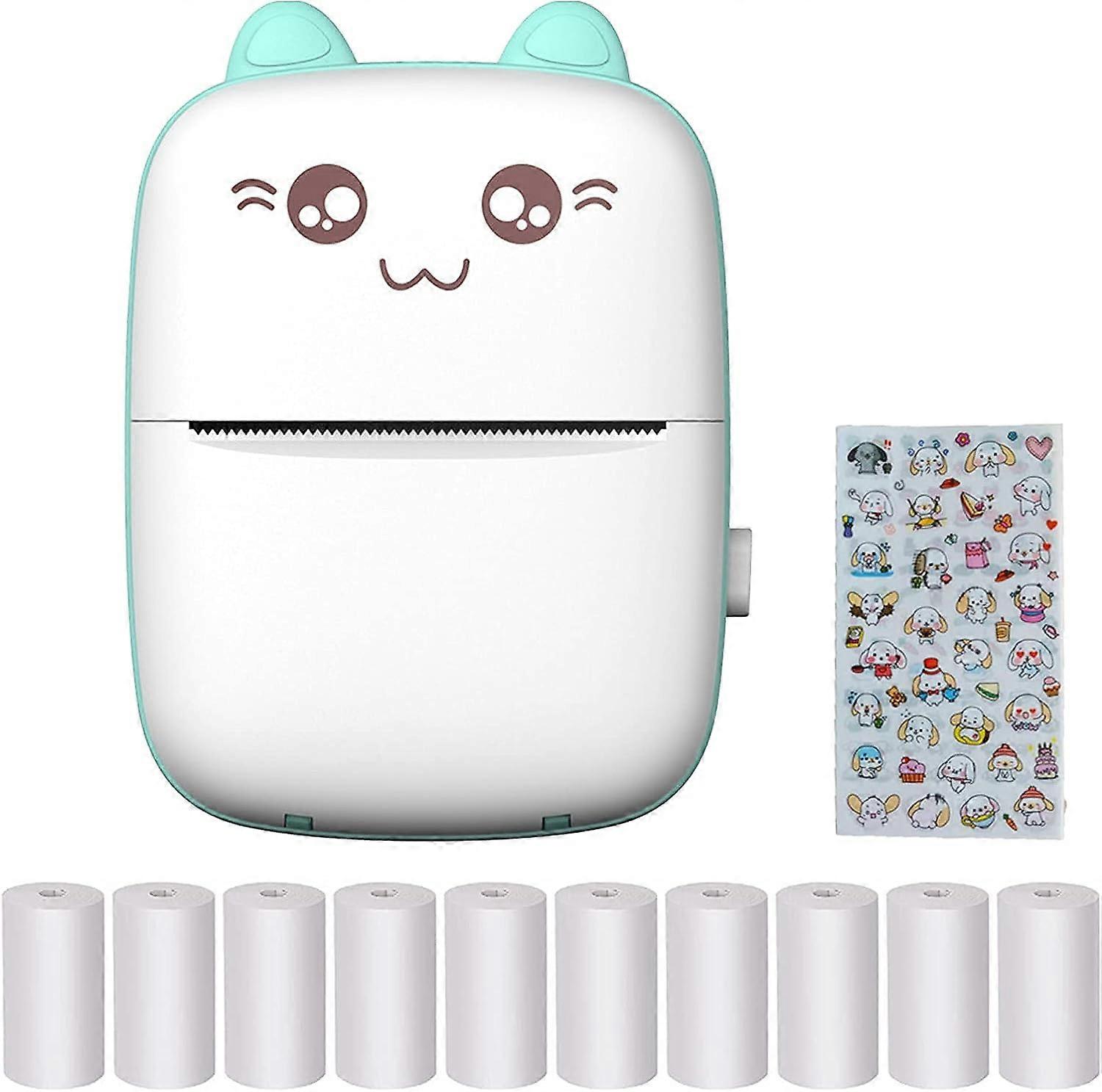 ConBlom Portable Mini Printer, Mini Thermal Pocket Printer Inkless Photo Printer Wireless Note Printer with 10 Rolls of Thermal Paper for Android iOS 