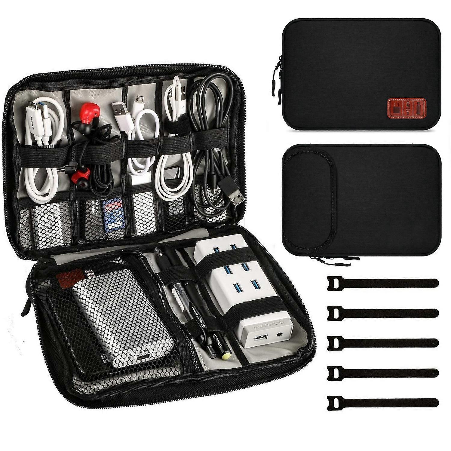 Multifunctional Electronics Bag Waterproof Portable Cable Bag for Tablet, External Hard Drive, Charger, Cables, Stuff, Adapters, Memory Cards, USB Cab