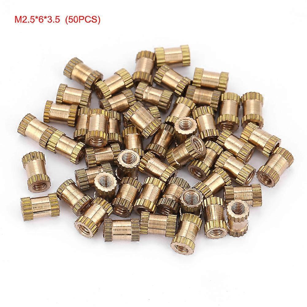M2.5 Brass Cylinder Knurled Round Molded in Insert Embedded Nuts (M2.5*6*3.5; 50pcs)