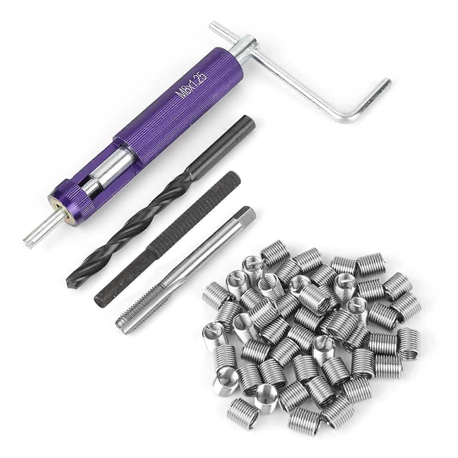 50pcs Stainless Steel Coiled Wire Helical Screw Thread Inserts M8 x 2D