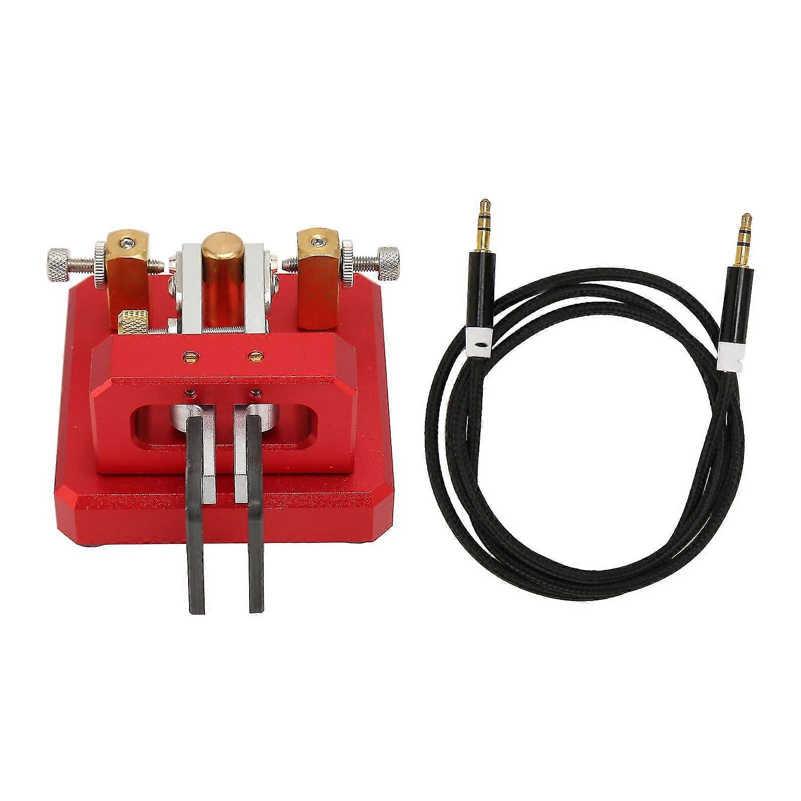 Morse Code Key Double Paddle Automatic Shortwave Portable Cw Morse Telegraph Key For Camping Indoor Wine Red