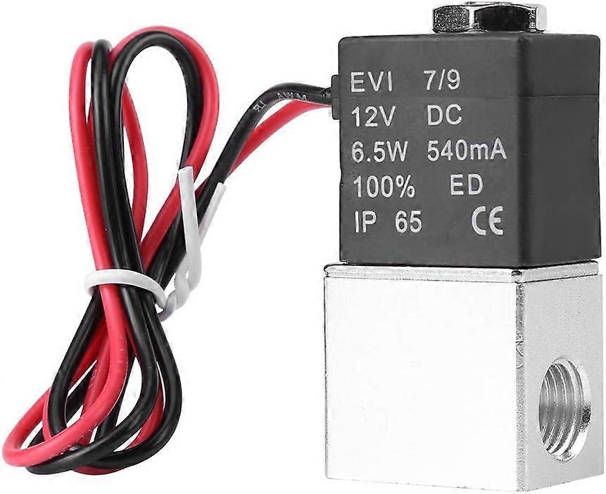 12V DC 2-Way Solenoid Valve - 1/4" Normally Closed Pneumatic Valve for Air and Water (DC12V)