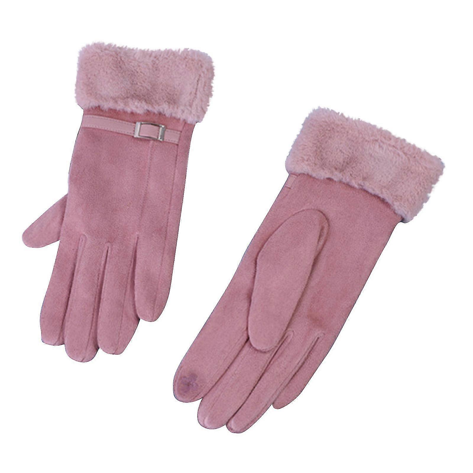 Gants en daim pour femmes avec polaire et écran en aïe T-aïe à doigts en daim épais