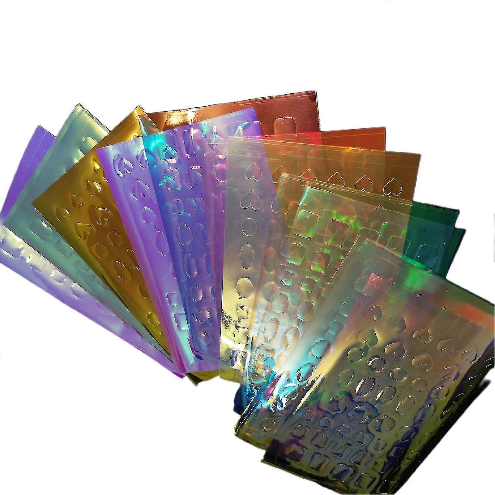 11pcs/set Cube Sticker Diy Foil Sparkling Glass Ice Cube Rat For Mani Qinhai