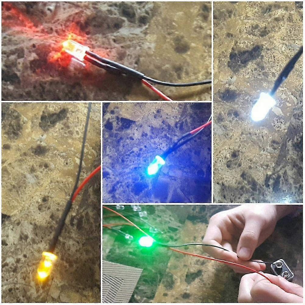 Pre-wired LED Lamp Cable Bulb, 10pcs 20cm, 3mm/5mm, DC Emitting Diode Light