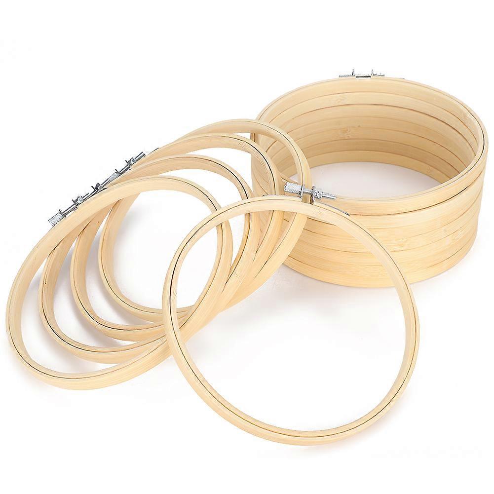 12Pcs Bamboo Embroidery Hoops Adjustable Cross Stitch Frame Circle Sewing Clip Tools
