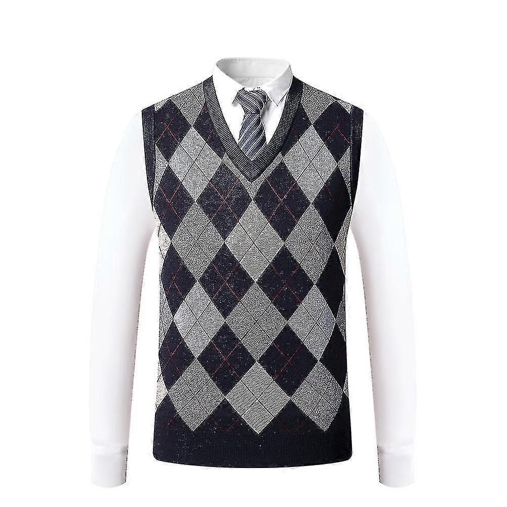 Mens תערובת צמר קשמיר סוודר ללא שרוולים סריגה עם צווארון V סוודר