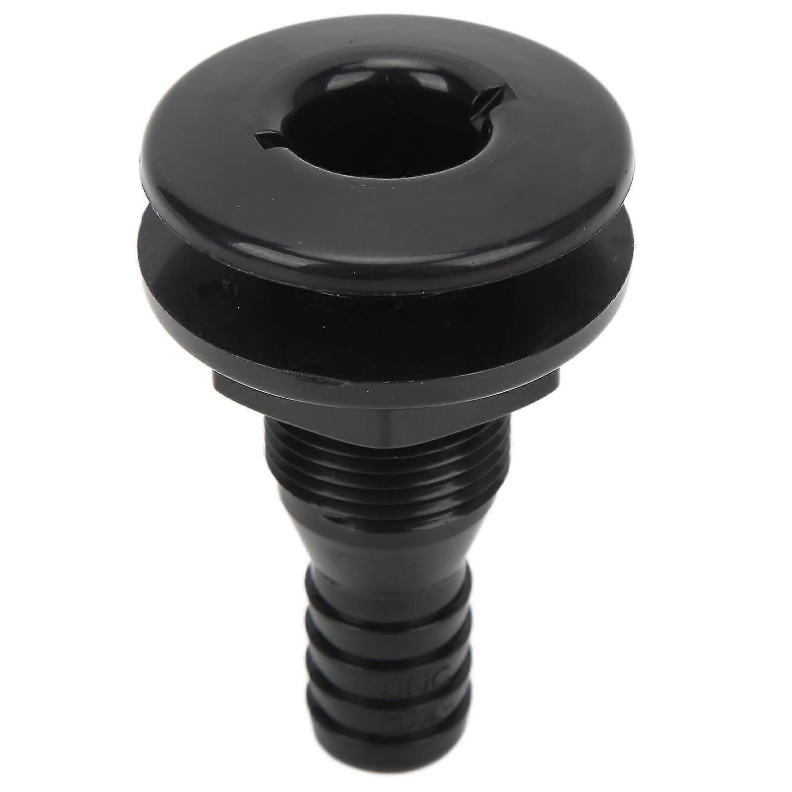 34in ABS Plastic Boat Through Hull Connector - Black Drain Outlet Accessory