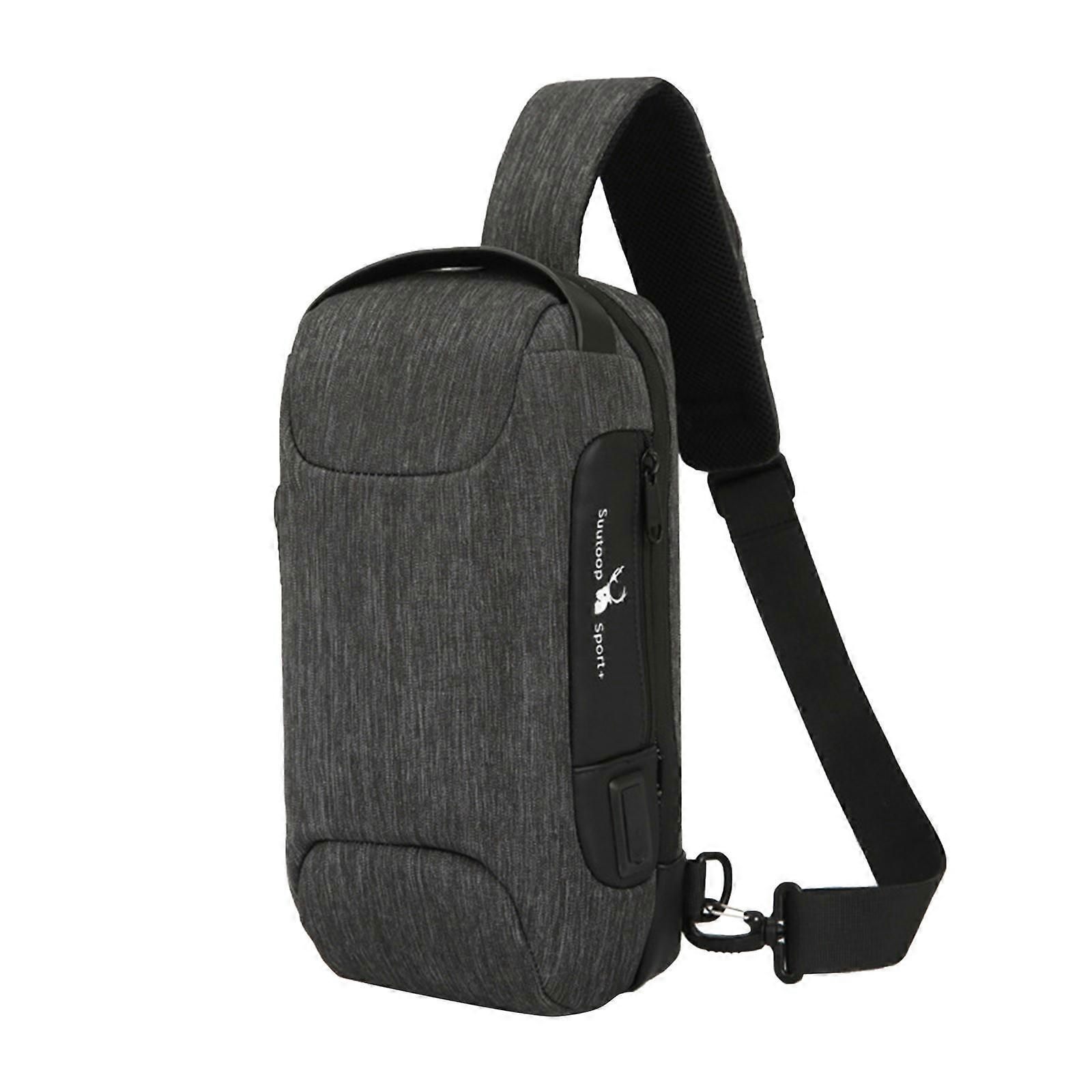 Gray Large Capacity Men's Multi-function Backpack Shoulder Bag Anti-theft Chest Bag