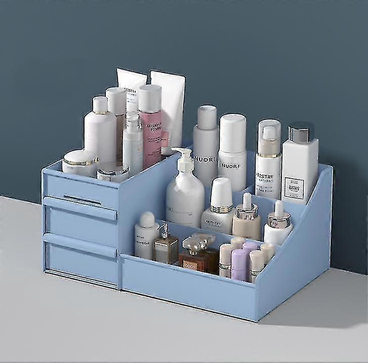 Cosmetic Storage Box Drawer Type Plastic Storage Rackblue
