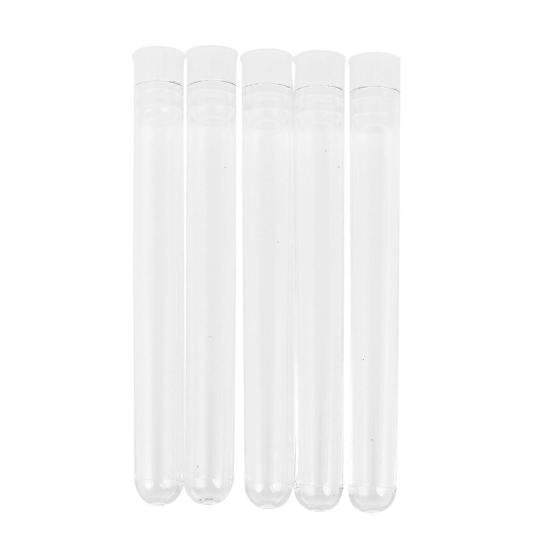 100pcs Clear Plastic Test Tube With Cap 12x100mm U-shaped Bottom Long Transparent Test Tube Lab Sup