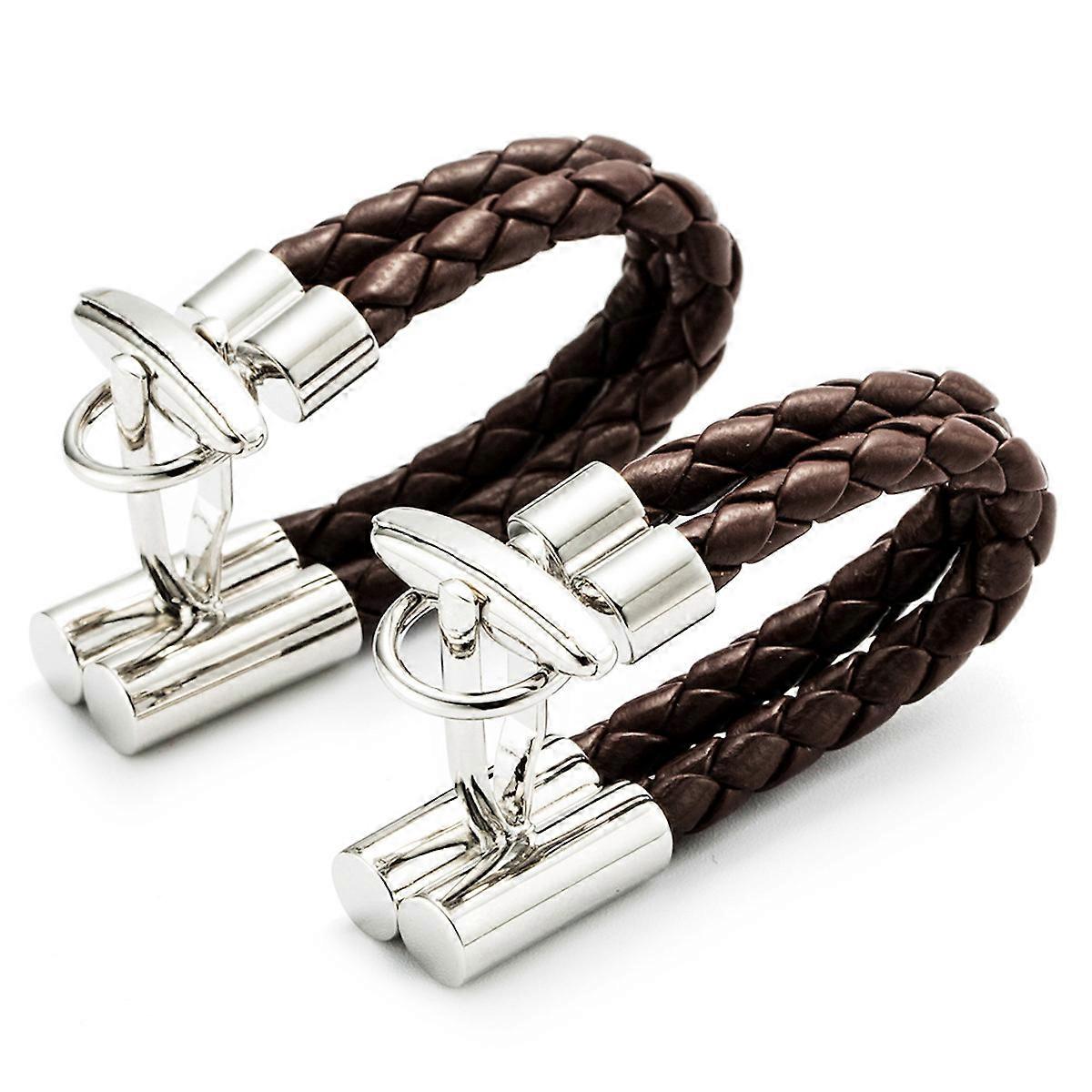 1ペアの男のシャツスタッズブラック編組カフスボタンビジネスウェディングパーティー